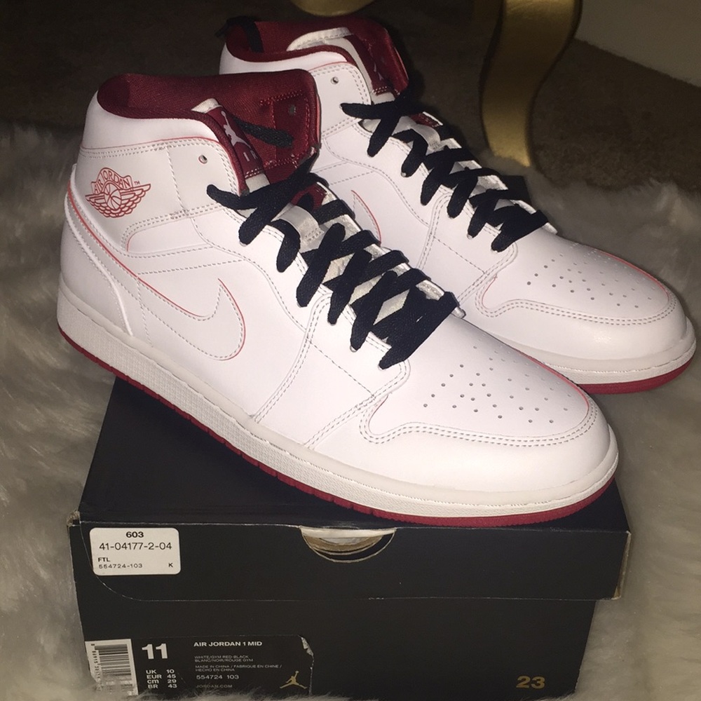 Nike air Jordan 1 mid white/gym red
